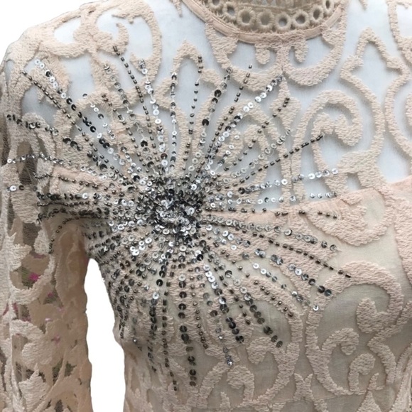 Free People Cream and Silver Mini Dress - Picture 7 of 8